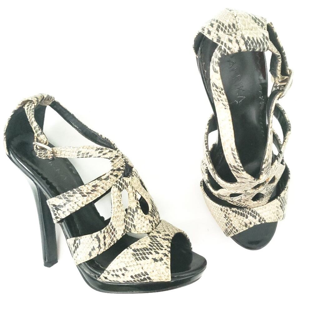 Paprika Snakeskin Reptile Print Peep Toe Heels Women Size 7 Animal Print